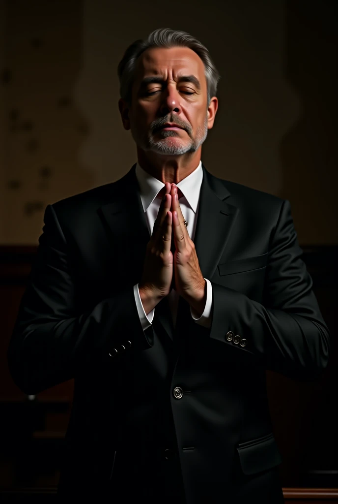 A MAN IN A SUIT PRAYING