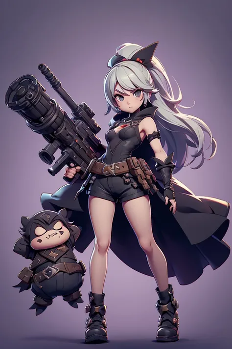 girl character style game contra, with big gun in hand , SHORTS VERY SHORT,  rayman legends style art with dark theme, NieR Automata, perfect symmetry, demons enemies in turn, castlevania style, style rayman legends ,  large or short dress 