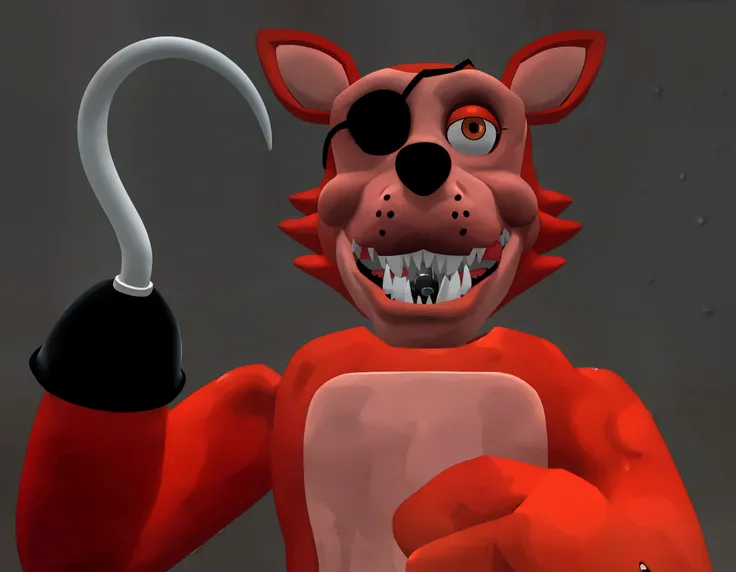 A creepy pirate animatronic fox (FOXY DE FNAF)