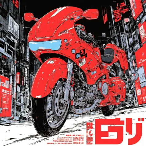 Kanedas red bike in "AKIRA", stylish and futuristic design, Futuristic and avant-garde style, extremely long wheelbase and low body height, Quasar-like feet-forward design where you put your feet forward to ride like a four-wheeled formula car instead of s...