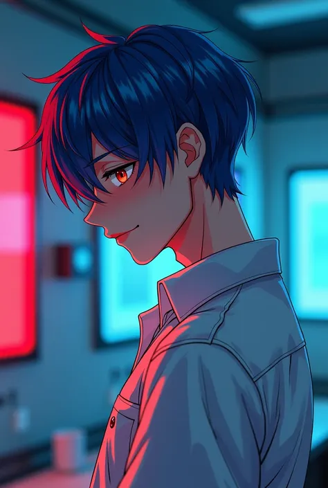  The model is a yandere man in basement lab, he is blushing and looking affectionate, upper body visible, looking down. {{{best quality}}}, {1man}, depth of field, {game cg},angular face, adult, watercolor on paper, {{{{{{2024 manhwa style}}}}}}, beautiful...