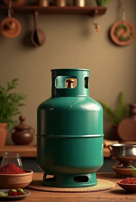 A lpg indian gas cylinder in kitchen 