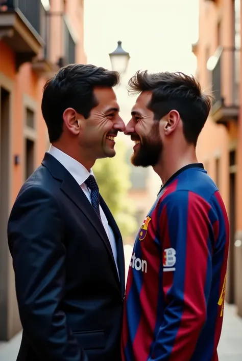 Pedro Sánchez the Barcelona dandy having a kiss with Messi