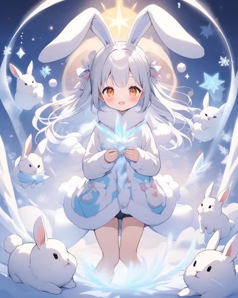 Cute rabbit，dream，comfortable，Unzip, Use snow magic, white magic,