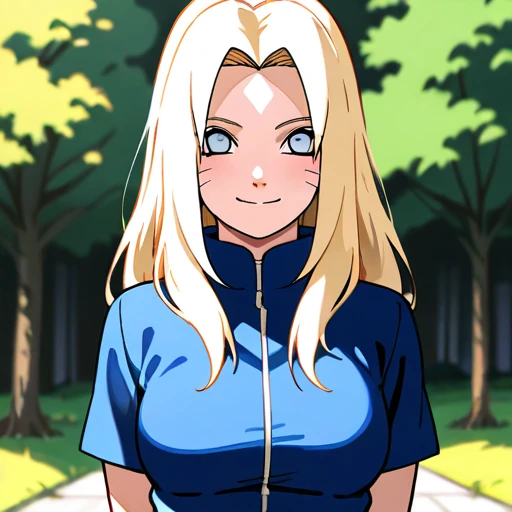  a girl,  High resolution, breasts, smile,  long hair,  blue eyes, Naruto woman 