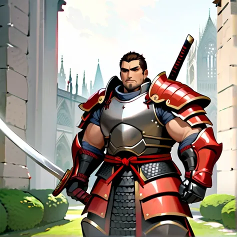 Masterpiece, hd, high resolution, high quality, best quality, super detailed. Solo character alone, multiple views. Fantasy art.
{{(A 36-years-old human-male-samurai:(appearance: fair skin. asian-shaped-brown-eyes. brown-short-hair. brown thick eyebrows. V...