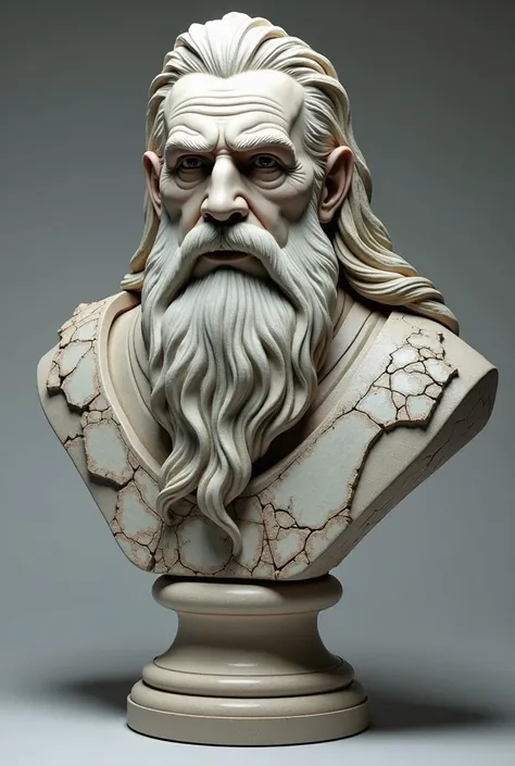 A Ultra realistic Celtic cracked Marble Bust of Odin 