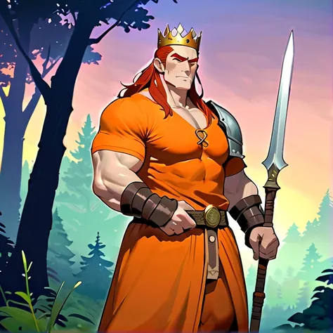 Masterpiece, hd, high resolution, high quality, best quality, super detailed. Solo character alone, multiple views. Fantasy art.
{{(An elder-male 700-years-old red-haired-barbarian-paladin-king:(appearance: blue-eyes. fair-skin. Several wrinkles. big-body....