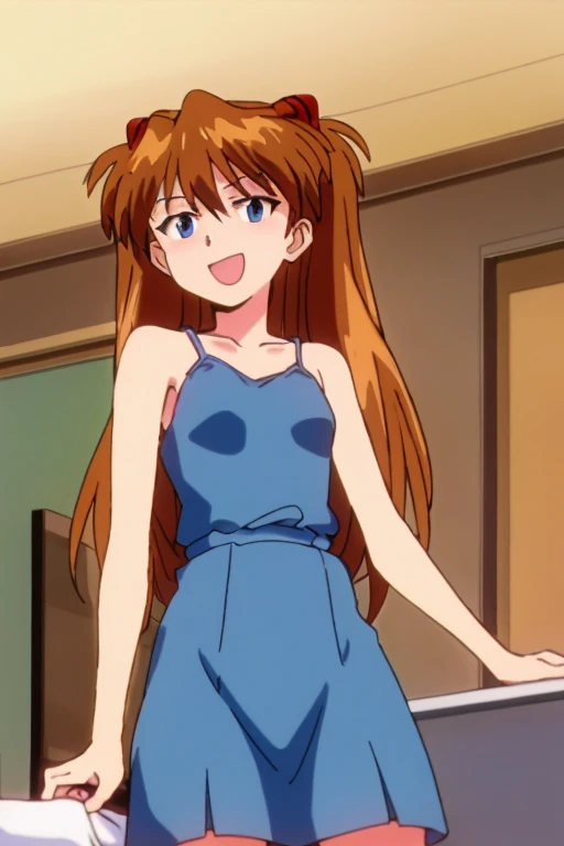 (( top quality )), ((masterpiece)), (be familiar with), perfect face, indoor, bedroom,  viewers because its Shiragane in the middle of winter,
One woman,  Soryu Asuka Langley ,
開いた口,  ecstatic expression beside the piano, blush, smile,
 small tits,  flat c...