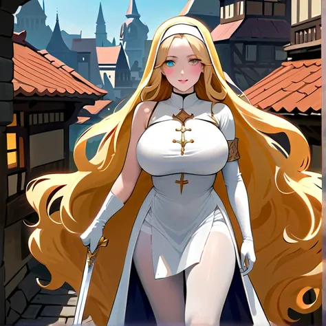 Masterpiece, hd, high resolution, high quality, best quality, super detailed. Solo character alone, multiple views. Fantasy art.
{{(A 36-years-old human-bishop-woman:(appearance: fair-skin. Beautiful heterochromia-eyes. golden-blonde-eyebrows. beautiful-fe...