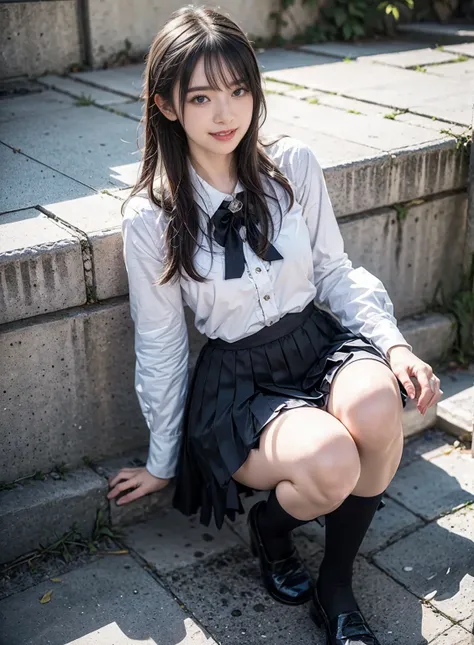 arafed asian woman in a skirt and a white shirt posing for a picture, japanese school uniform, japanese girl school uniform, wearing japanese school uniform, young gravure idol, realistic young gravure idol, young pretty gravure idol, Seifuku, cute schoolg...