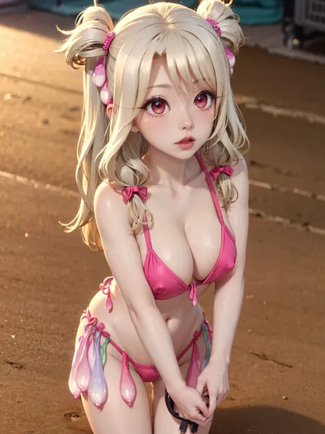 8k, ray tracing, vibrant colors, very embarrassed girl, illya, slim figure, masterpiece, sharp focus, best quality, depth of field, cinematic lighting, wearing a very detailed see-through white summer dress, ((condom belt, condom_hair_ornament, very embarr...