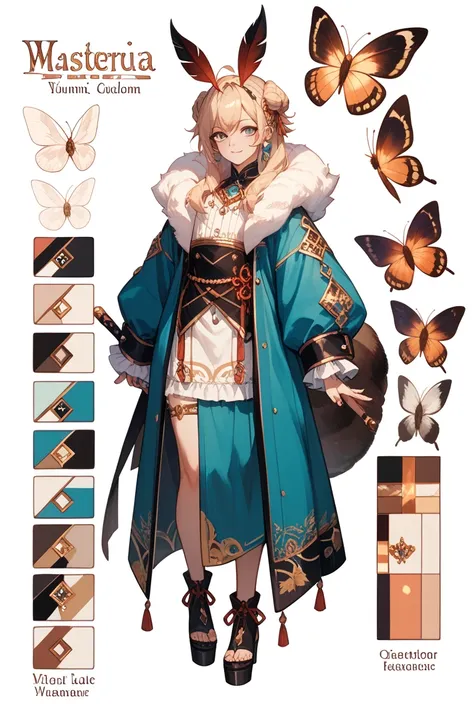 full body, femboy, fully clothed, An illustration, (masterpiece、最high quality、high quality), pure white background, Character design, Character sheet, moth,