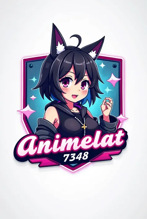 Create an image for a YouTube channel that says animelat-7348 I want the male character 