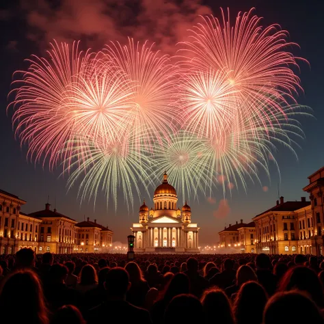 New Years fireworks for 2025 in Sofia Bulgaria