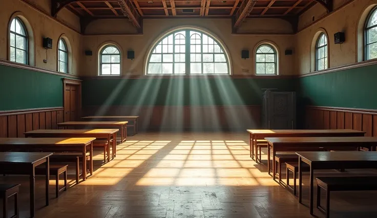 An empty classroom in the grand school of Astroemeria. In the empty room, the floor in the middle opens up into a room with iron walls. There were no tables or chairs there. Just a large empty classroom.