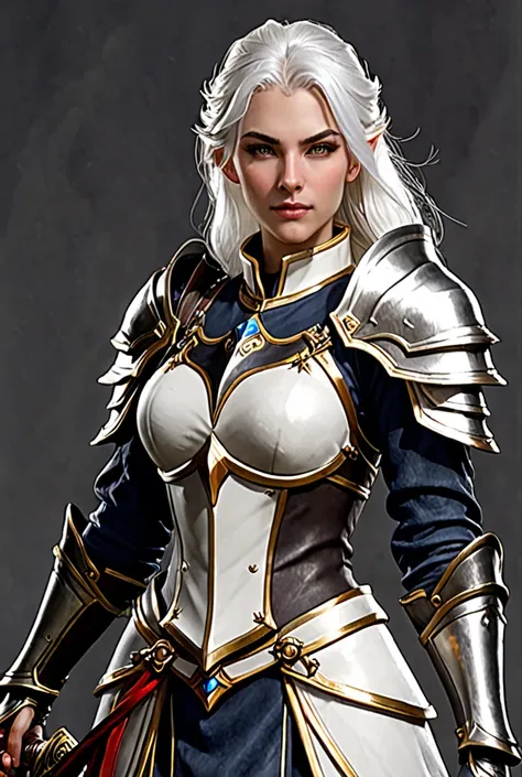 Zweihander wielding paladin female white hair