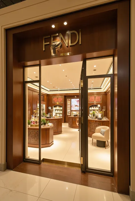 Pictures of a perfume store with the Fendi perfume brand name in English on the Gulf road