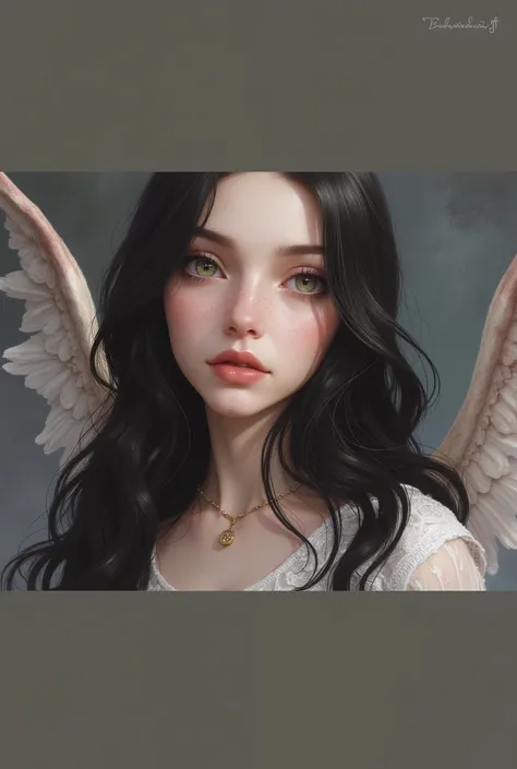 Dark-haired princess in a dark tone with wings 