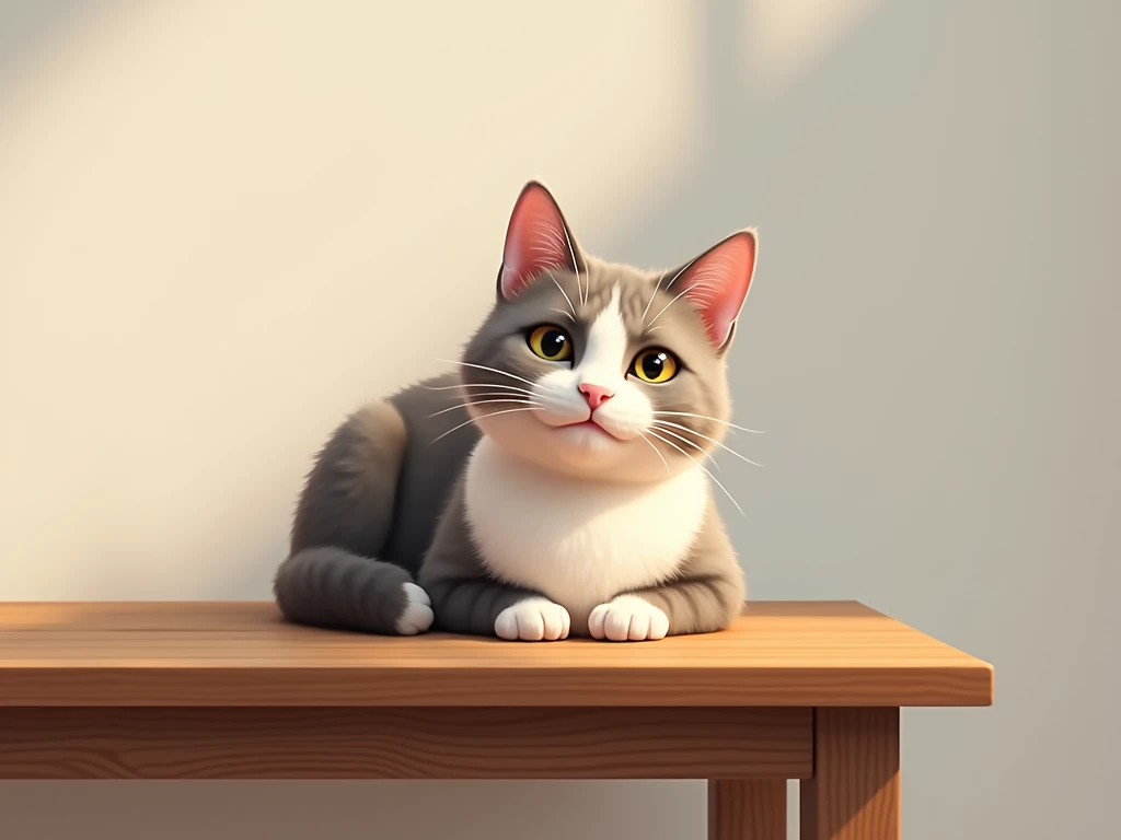 Draw cat on table