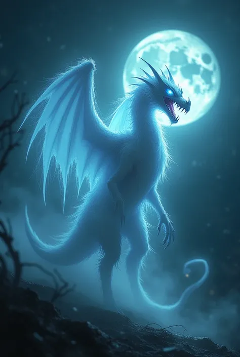 Create an image of hybrid between  ghost ride and dragon in the night 