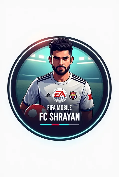 A circle logo of a YouTube channel, name FC SHRAYAN, including player and football...and the channel is about Fifa mobile game 