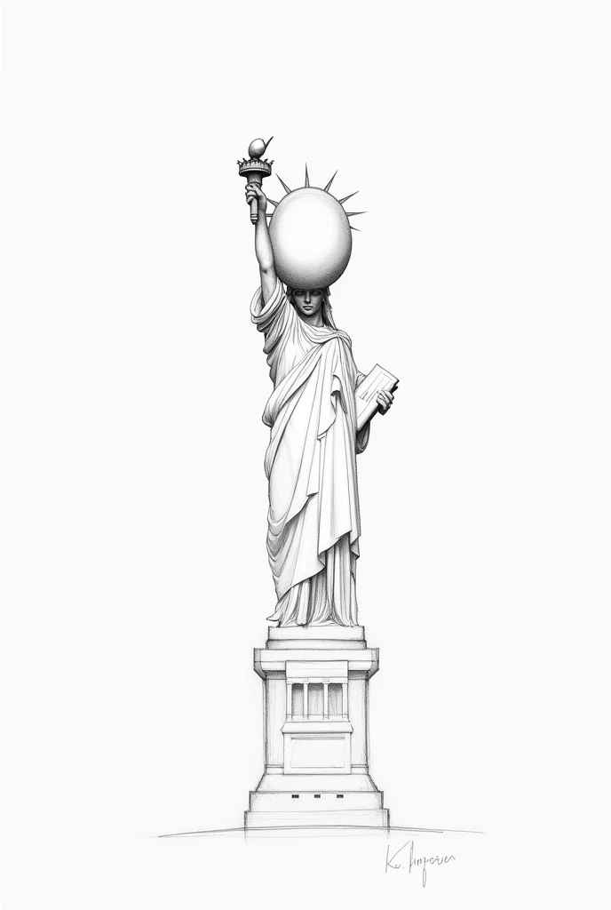 Statue of Liberty with a big head only lines sketch