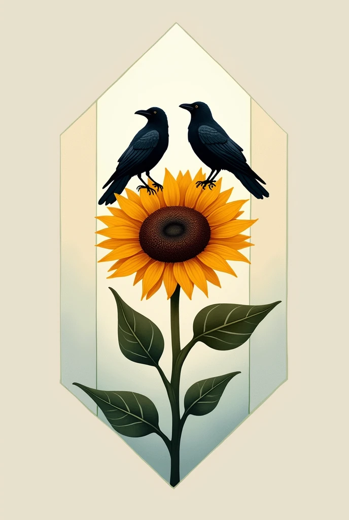  make me an icon or logo for a glass business involving a sunflower, crows or sole . choose