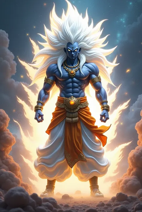 Lord Shiva transformed into super Saiyan form 3 but is hair is white colour 