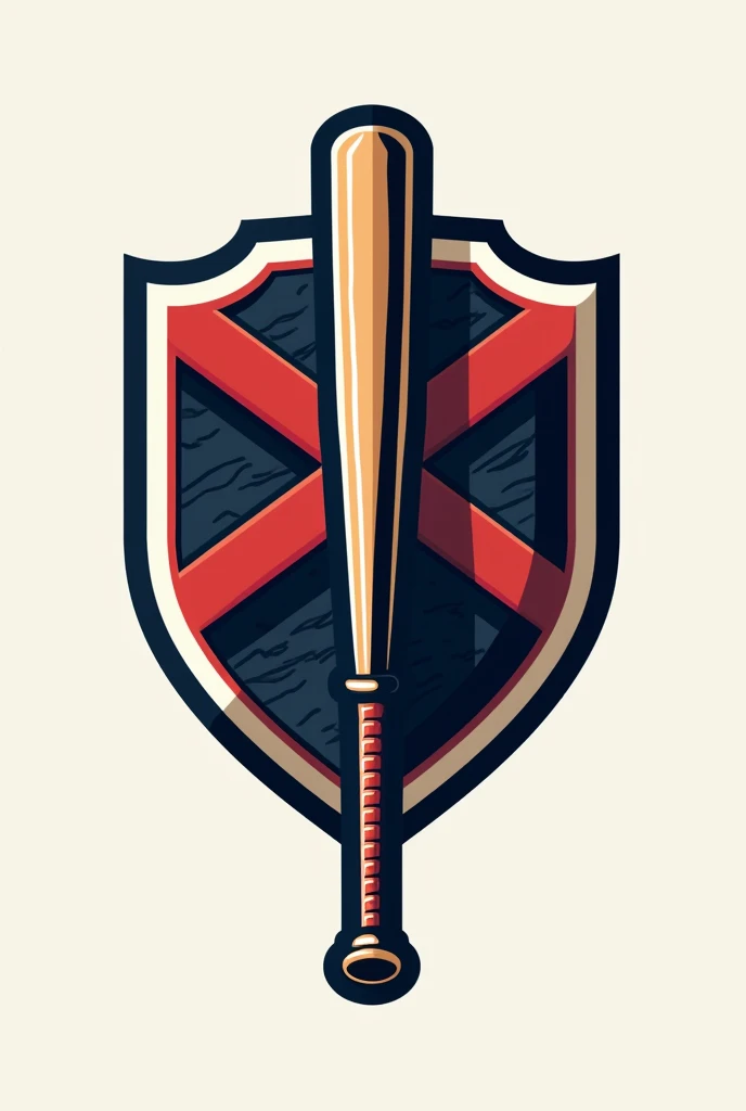 Baseball logo with baseball bat and shield
