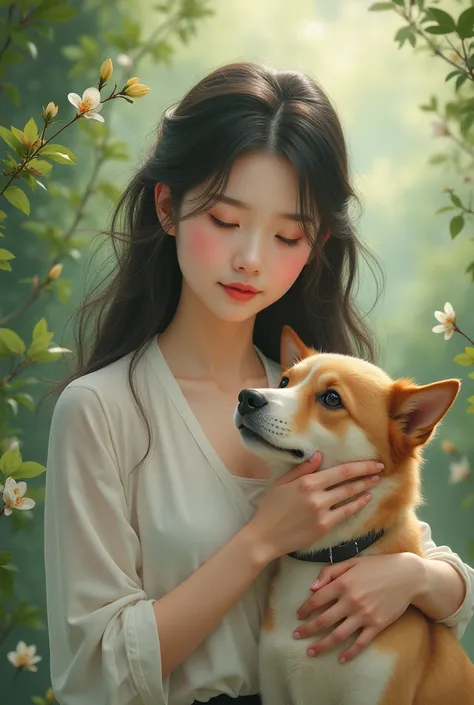 Korean girl with dog
