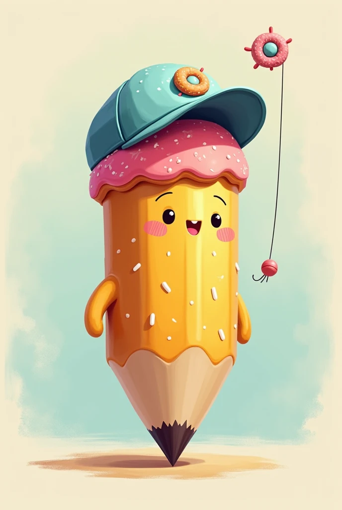 A pencildonut with a fishhat