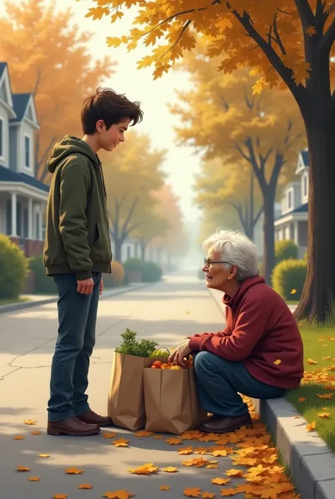 A young man who saw Grandma "  sitting on the side of the road with her groceries 