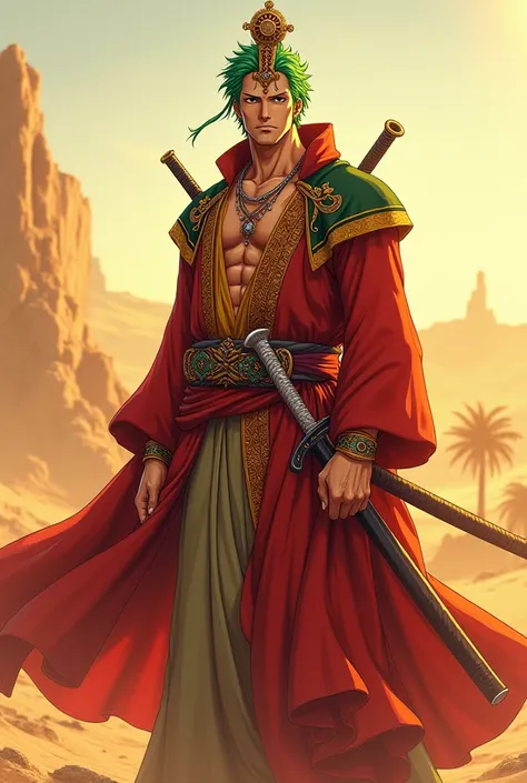 Zoro from one piece wearing tunisian  traditonnel clothes