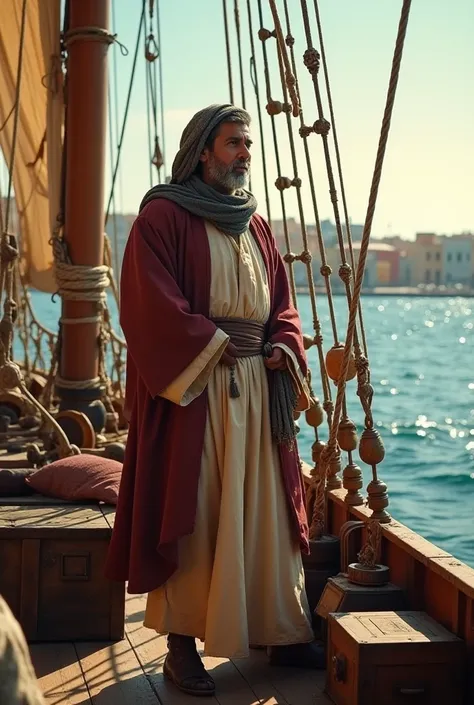 A photo of Ibn Battouta exploring in his ship 