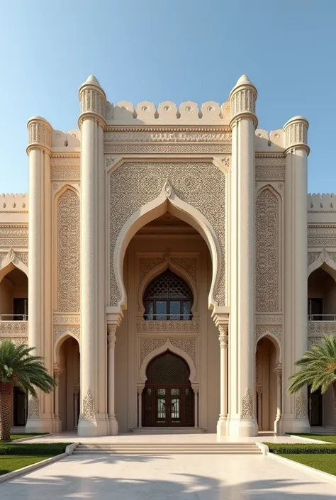 The building of the Learning Resources Center in Doha Al-Adab is entirely on the outside with an Omani character