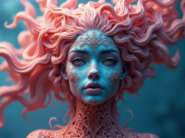 | ornate and intricate mythical girl| psychedelic| turbulent fluid| fractal| smokey| symmetrical| sharp focus| vibrant| volumetric fog| studio lighting| depth of field| unreal engine| octane render| raytracing