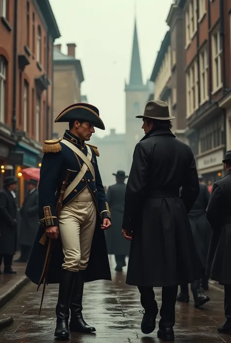 Napoleon walks through old London and meets Sherlock Holmes