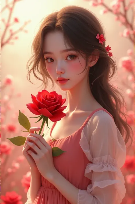 Cute girl with rose