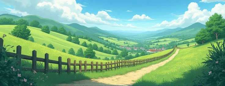 do not make changes to the composition, just render the image to a painterly studio Ghibli style finishing. Fences to be wooden 