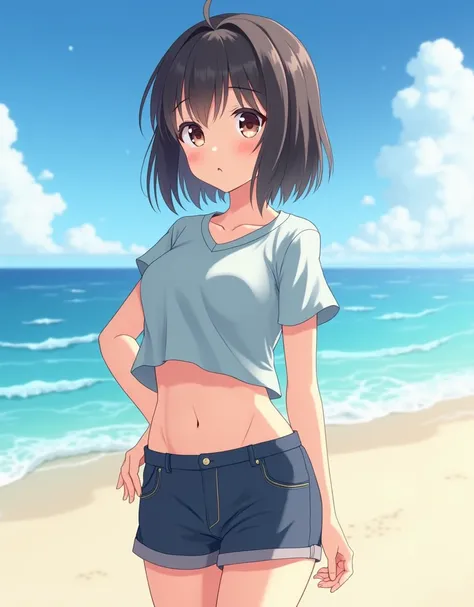 (( high quality , 8 k,  masterpiece fails: 1.3)),  1girl, cute japanese girl, which highlights the slender abs: 1.3, ( Casual hairstyle , standard breast: 1.2), uniform: 1.2, 1 boil, A cute Japanese ,  who emphasizes slim abs No: 1.4, ( Casual hairstyle , ...