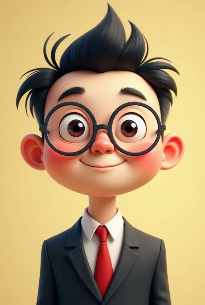  Help me draw a Q version image
1 . Chinese human male
2 . hairstyle, unevenly sized eyes, dark pupils, melon face, wearing glasses
3.The cute picture is a bit lively
4 .Suit and tie