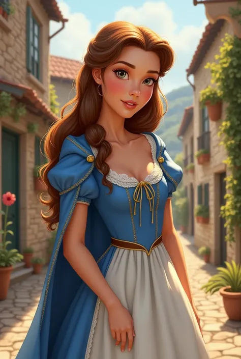 Describe what Belle looks like from Beauty and the Beast 