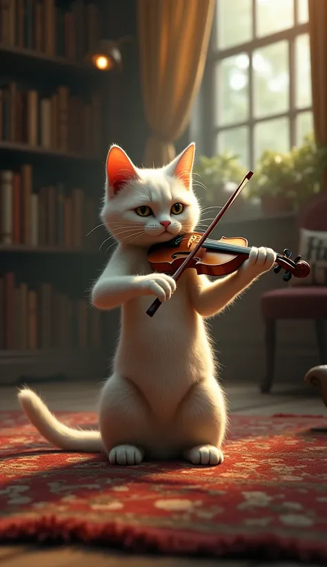 The cat plays the violin