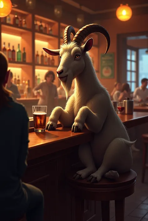 Goat in a bar