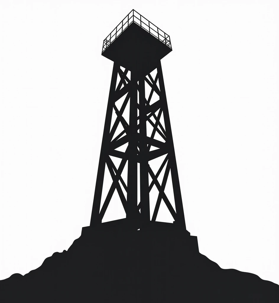 Contour of coal mine shaft tower. Only contour without colors on transparent background