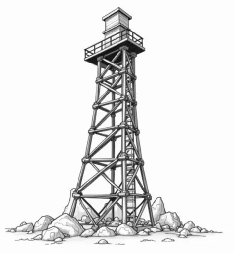 Contour of mine shaft tower (coal mine[like on upper silesia]). Only contour without colors on transparent background