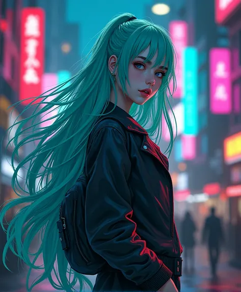 A long-haired Rebecca from Cyberpunk Edgerunners"
 * More descriptive: "A detailed portrait of Rebecca from Cyberpunk Edgerunners with flowing, neon-colored hair"
 * Specific angle: "A side profile of Rebecca from Cyberpunk Edgerunners with her long hair b...