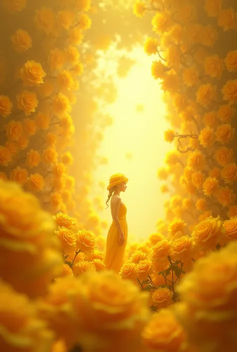 A fantastic picture with mostly yellow roses