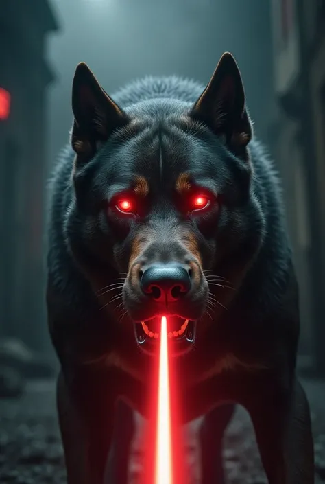 Dog having laser eyes 